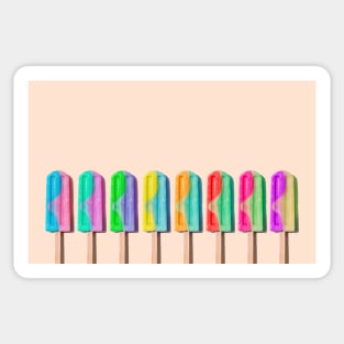 Row of rainbow-colored icecream lollies Sticker